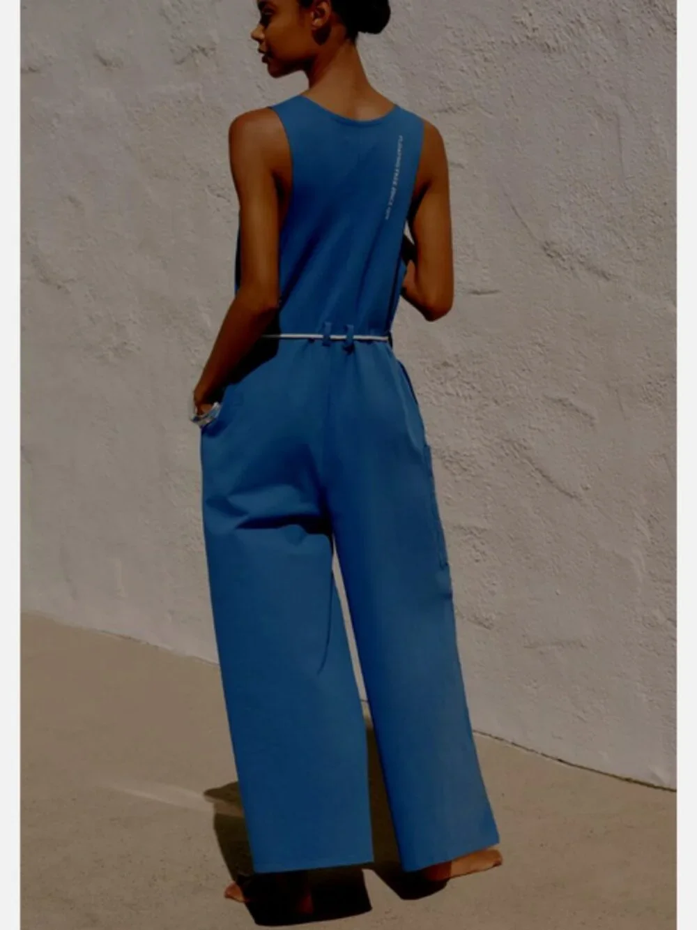 Anthropologie Celandine Coral Coast Knit Wide Leg Jumpsuit Blue Coastal L NWT - Picture 2 of 5